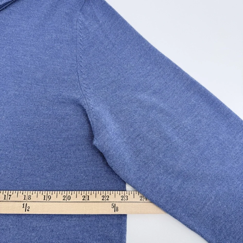 Jos A Bank Traveler Sweater Men's XL Blue 1/4 Zip Merino Wool